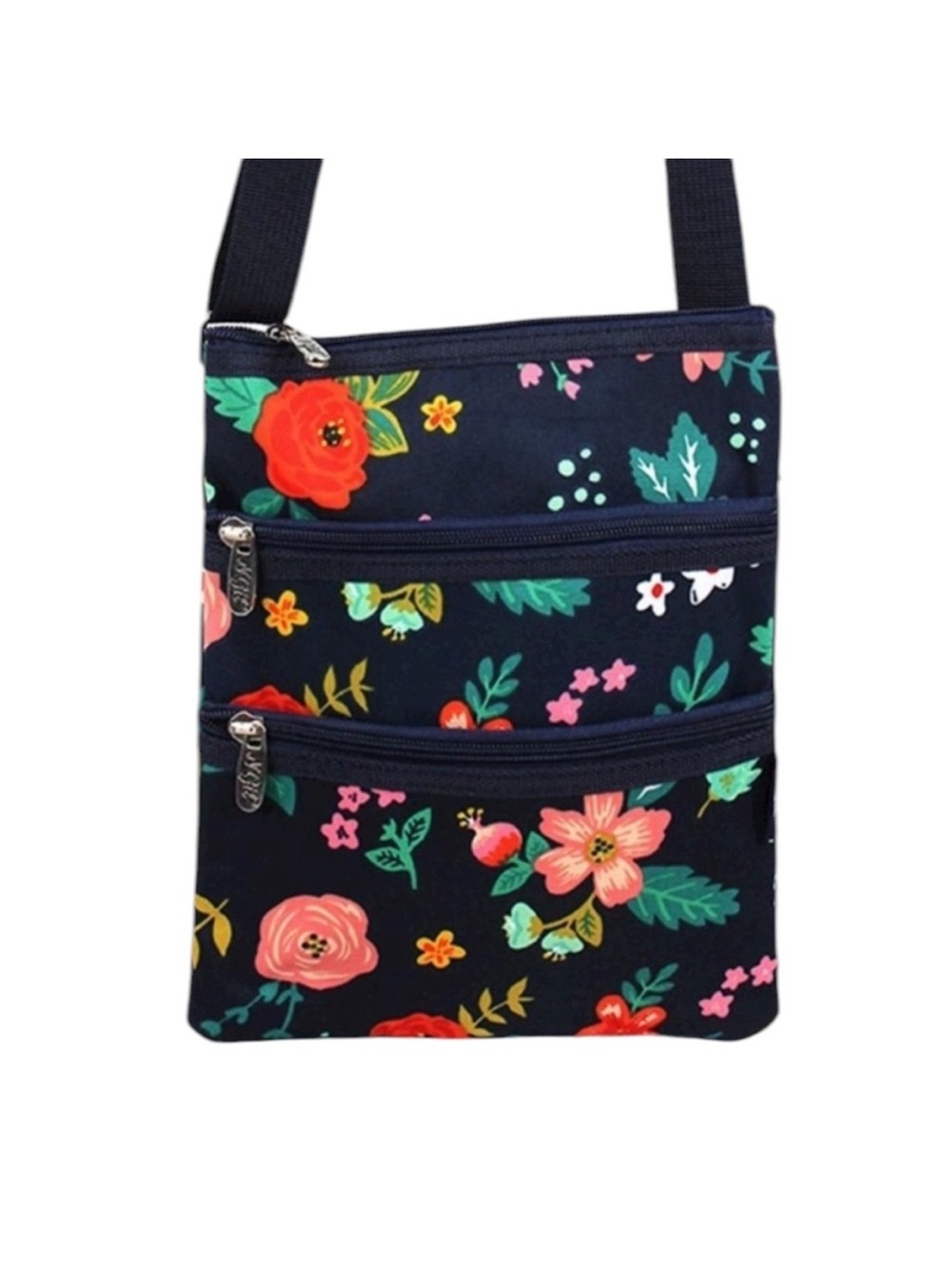 CLOSET CLEAR OUT! Floral Crossbody Bag Navy Canvas Travel Purse NWT